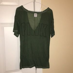 PINK cut out neck tee/ fits like a M